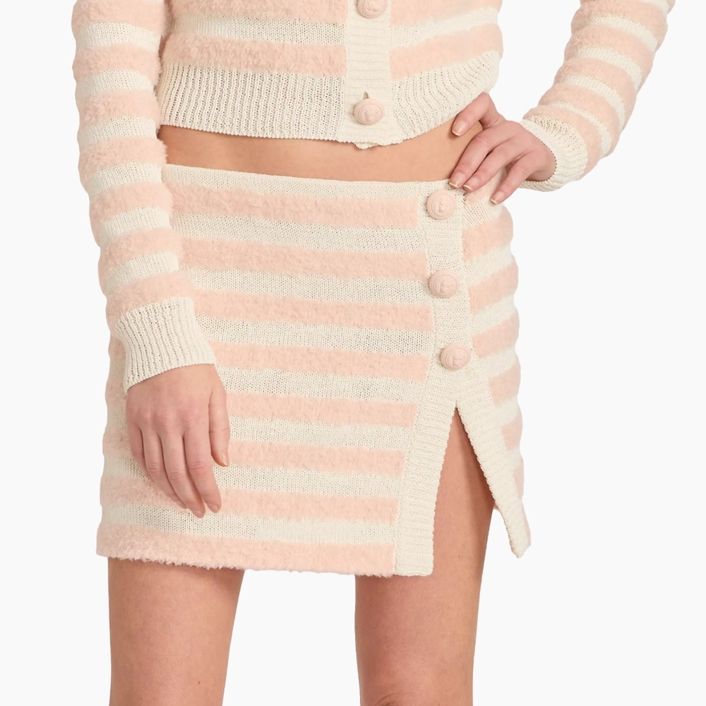 Balmain Fluffy Striped Wool Tweed Mini Skirt - Picture 9 of 11